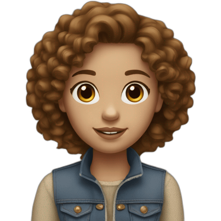 pale girl with curly brown hair wearing ugg boots and jeans emoji