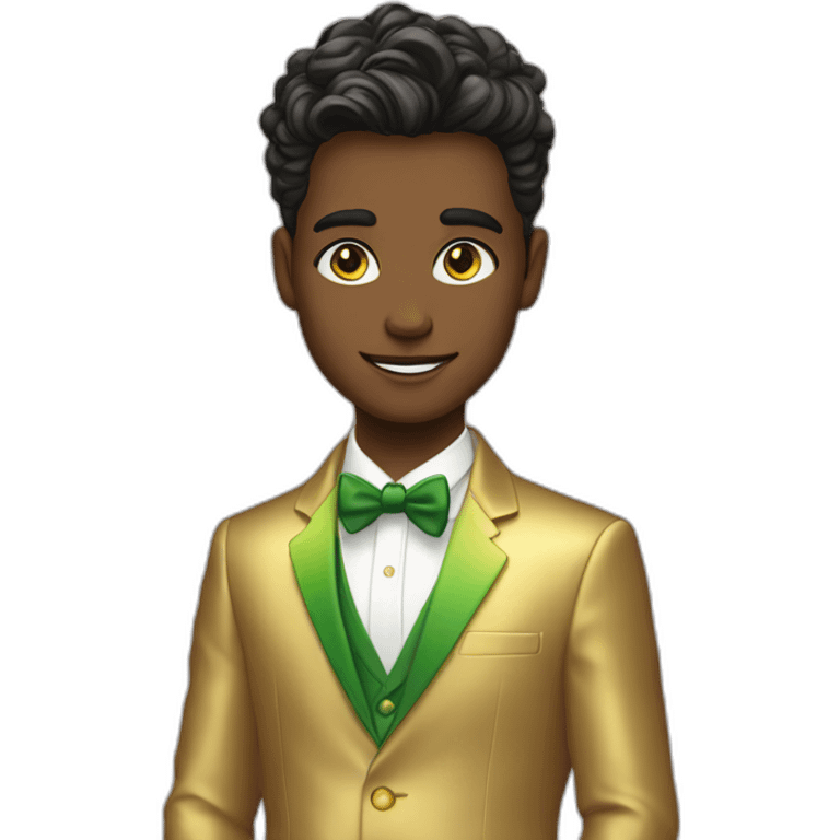 Posh-boy-with-golden-suit-and-green-eyes-and-rainbow-unicorn-hair emoji