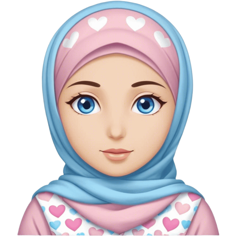 Turkish beautiful finish Konya girl blue eyes with hijab and pastel hearts dress emoji