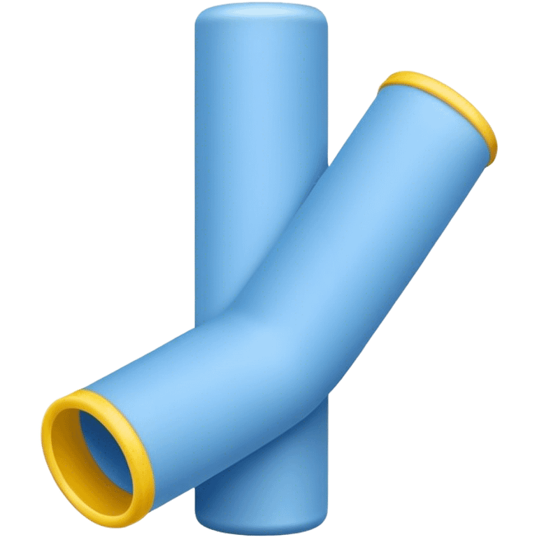  blue foam tube with yellow ends on both end, not hollow, front view emoji