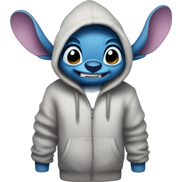 Stitch wearing a hoodie emoji