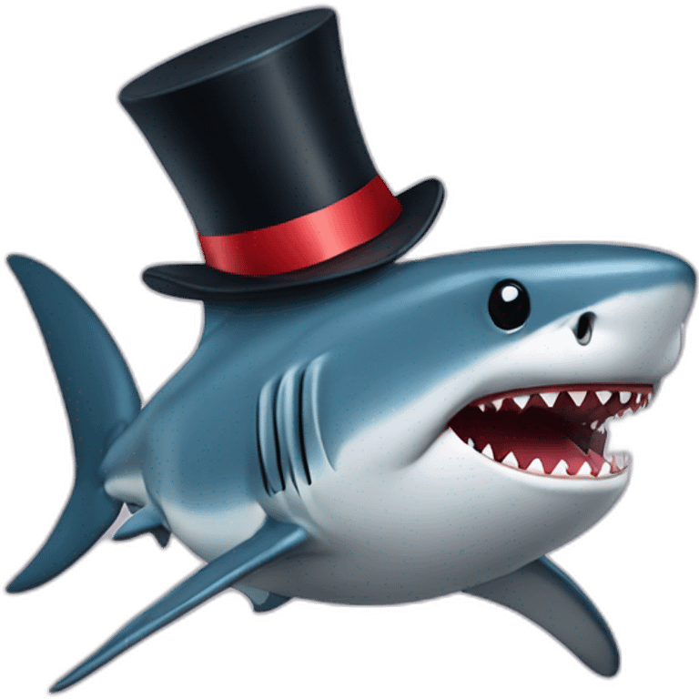 Shark with a top hat emoji