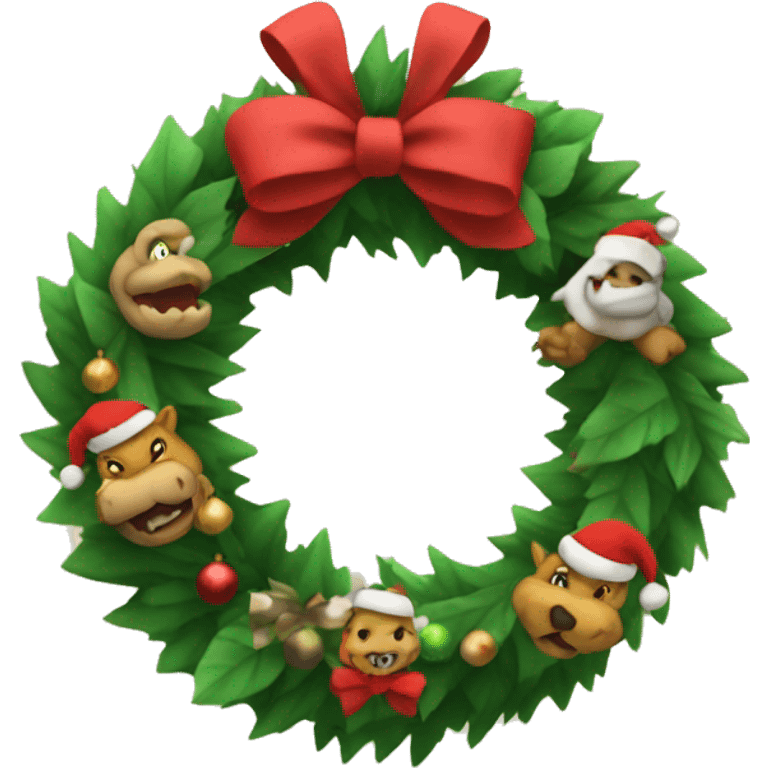 Christmas wreath with beige bowser  emoji