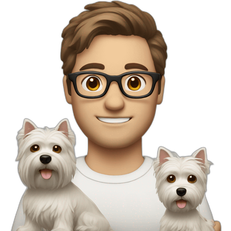 Brown hair man with glasses with westie dog girl emoji