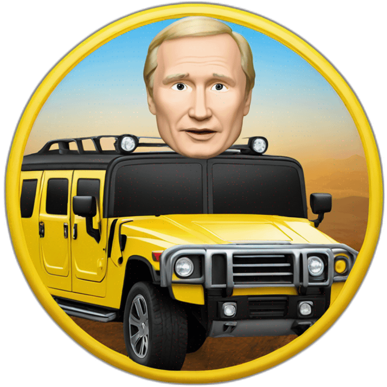 Vladimir Poutine in a Hummer h1 emoji