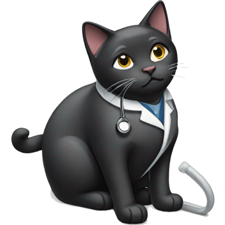  black cat wearing lab coat with eyes closed lying down emoji