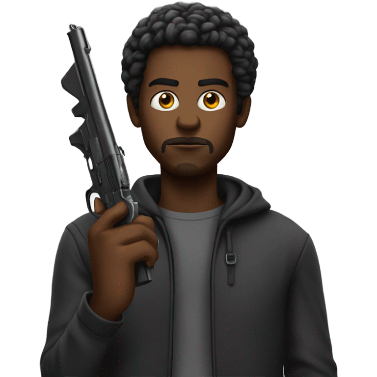 black guy with a gun emoji