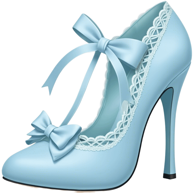 pastel blue heel with bow lace up emoji