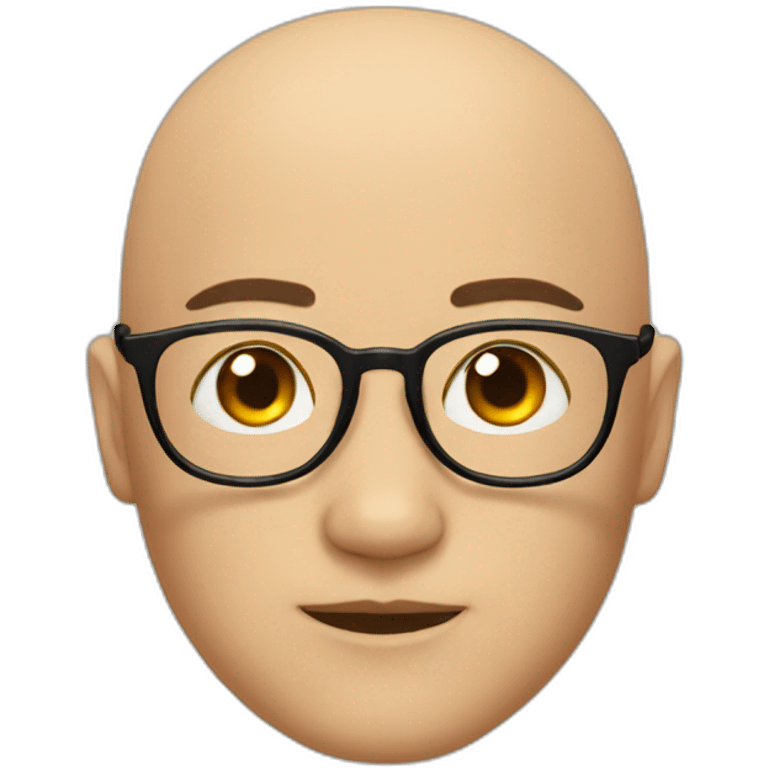 Bald, round glasses, Japanese, 40, fox eyes. emoji