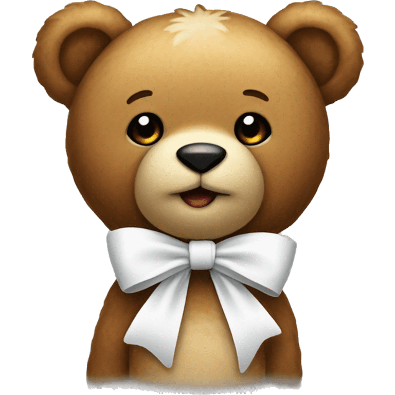 Teddy bear with a white bow on its neck emoji