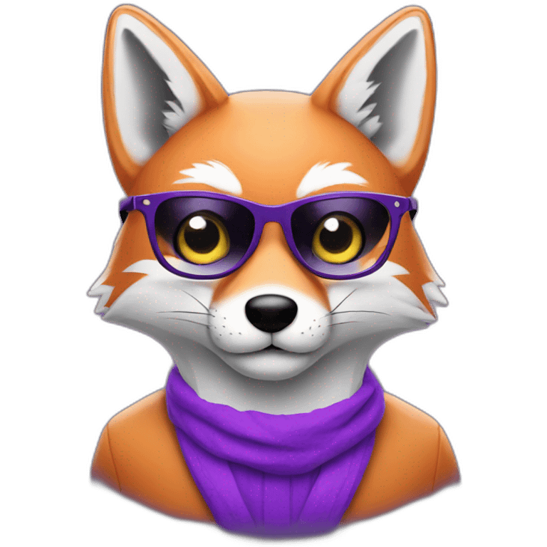 a purple fox with black glasses emoji