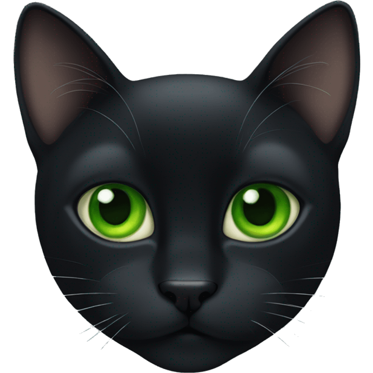 black cat. three green eyes. emoji