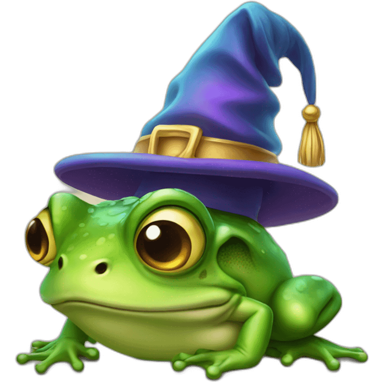 frog wearing a wizard hat emoji