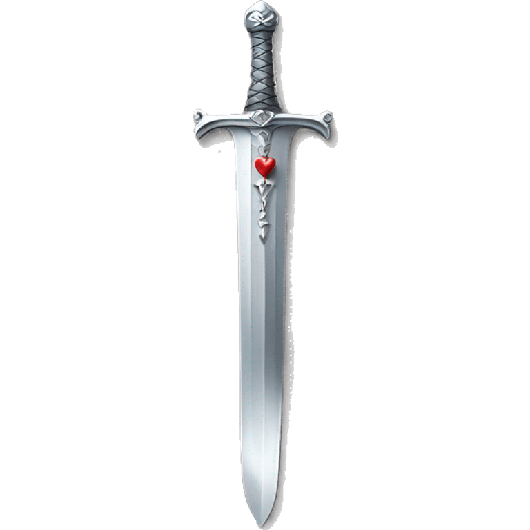 silver sword with anatomical silver heart emoji