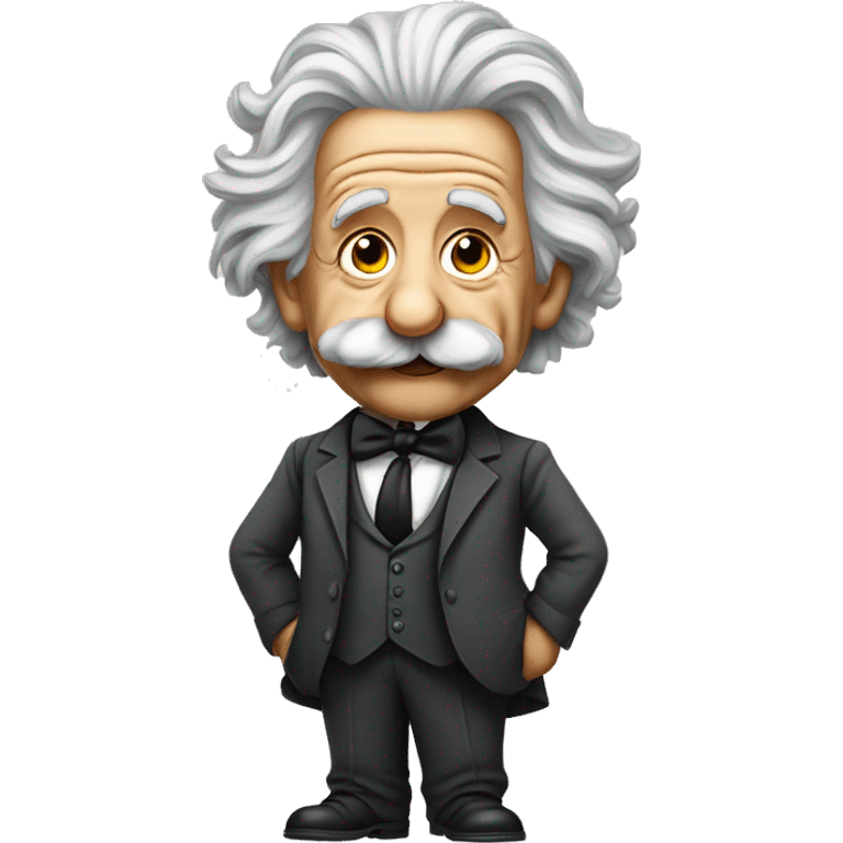 full body mischievous looking albert Einstein  wearing a bow tie emoji