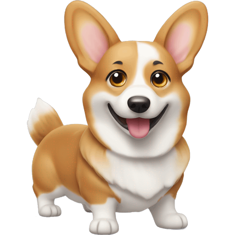 Welsh corgi with wide, sparkling eyes, showing joy and excitement. emoji