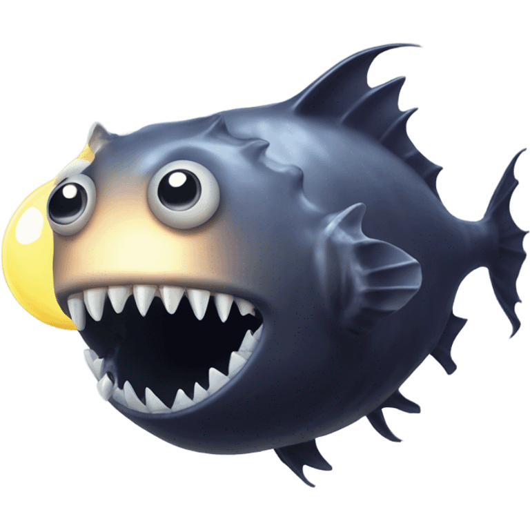 Anglerfish with glowing lure, sharp teeth, and big eyes. emoji