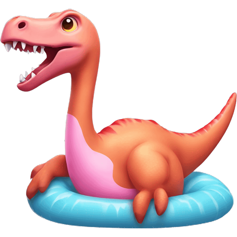 Dinosaur wearing a flamingo float  emoji