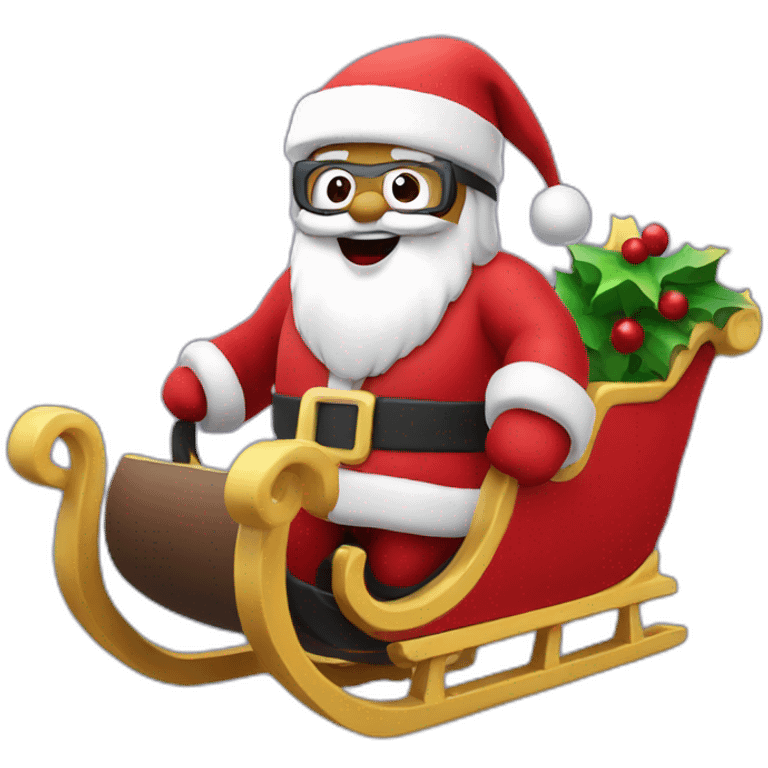 Santa in sleigh in vr headset emoji