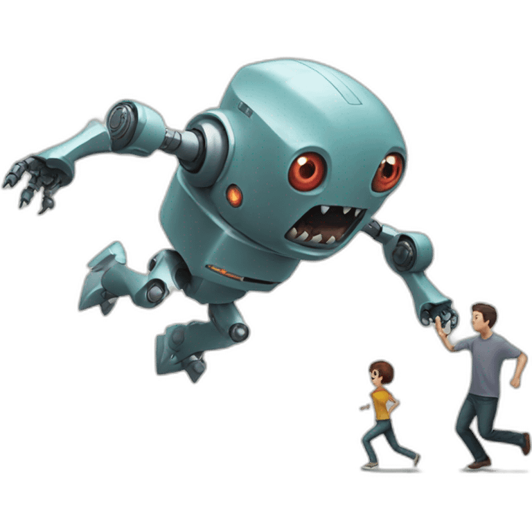 Robot monster chasing man emoji