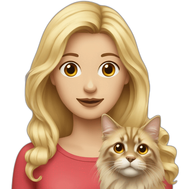 Blonde woman with with maincoon emoji