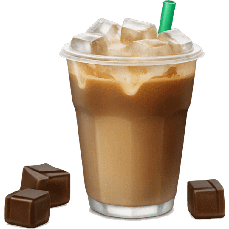 Starbuck ice coffee with ice cubes emoji