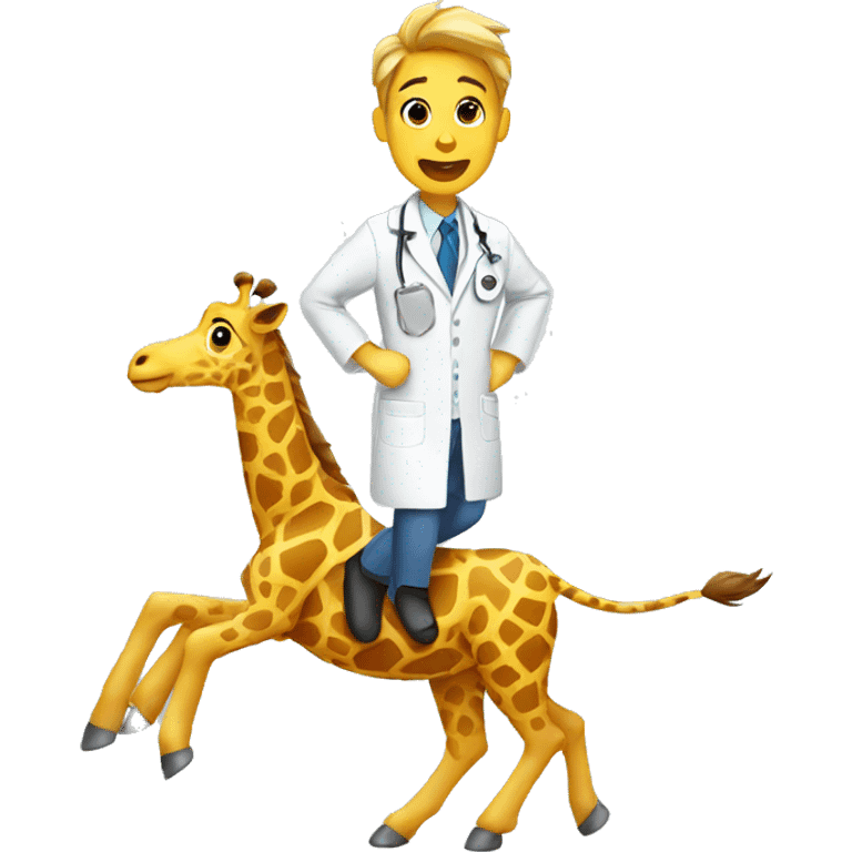 running giraffe wearing lab coat emoji