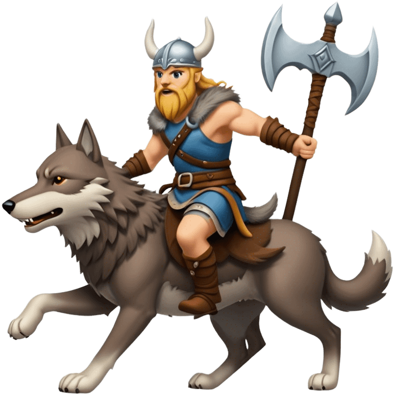 Viking Warrior Riding A Wolf  emoji