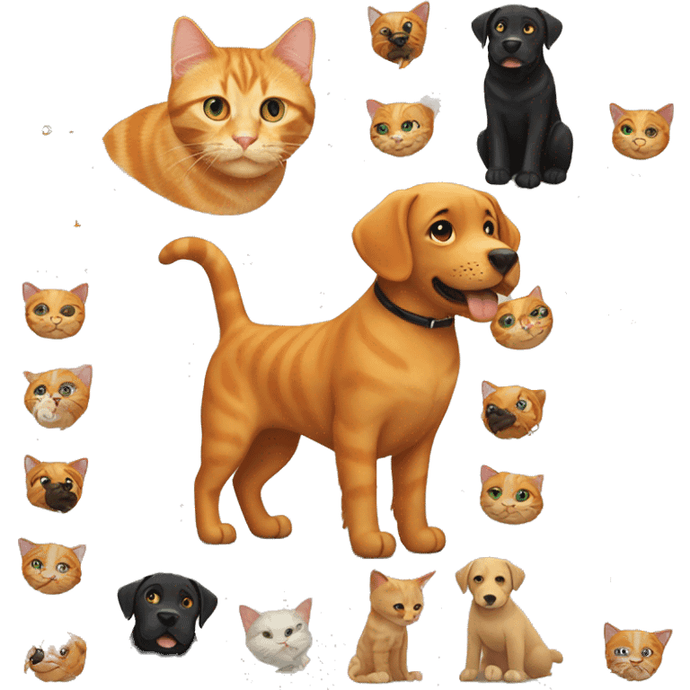 ginger cat and black labrador dog emoji