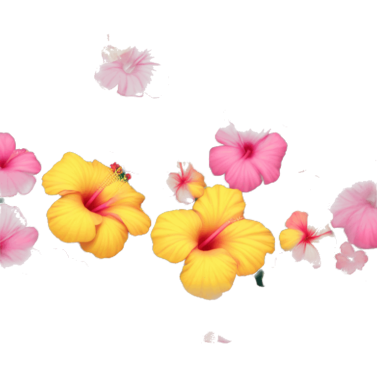 yellow and pink hibiscus flower  emoji