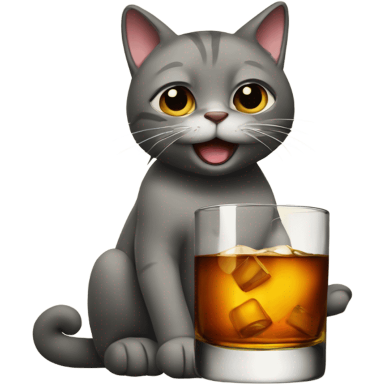 Cat drinking whiskey emoji