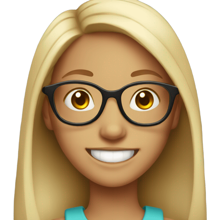 Girl with glasses smile emoji