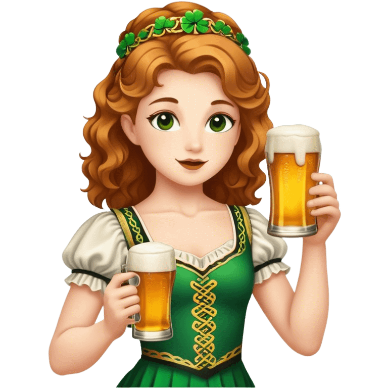 Irish dancer drinking a beer emoji