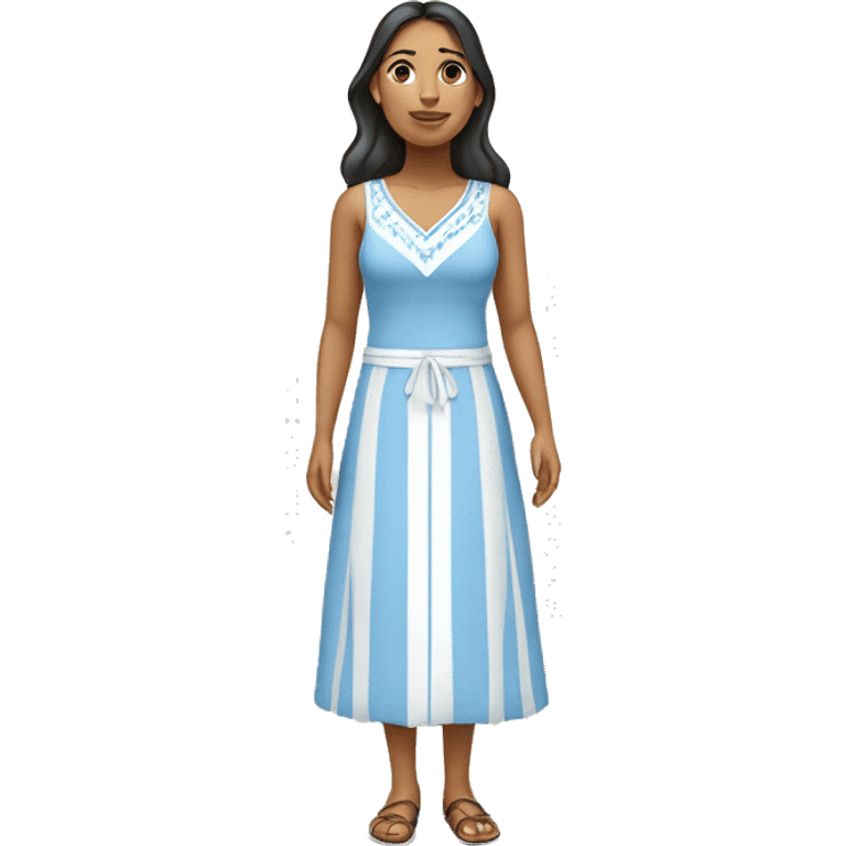 A woman from Amazonas / Brazil in a causal light blue and white dress emoji