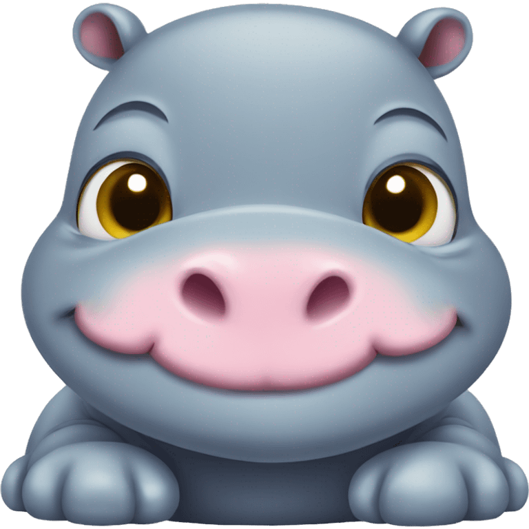 Cute baby hippo smiling emoji