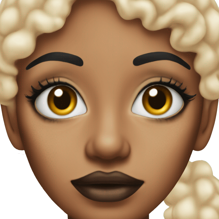 Vitiligo woman with lip liner emoji