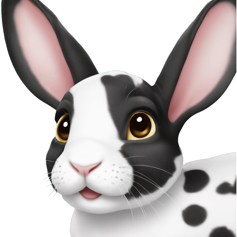 black and white spotted mini rex rabbit emoji