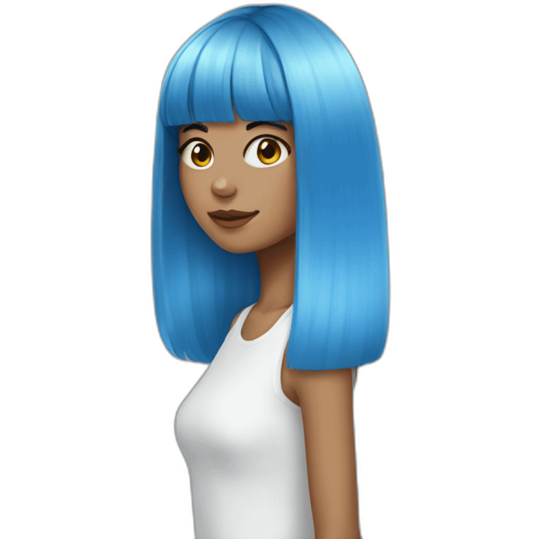 girl blue hair with bang emoji