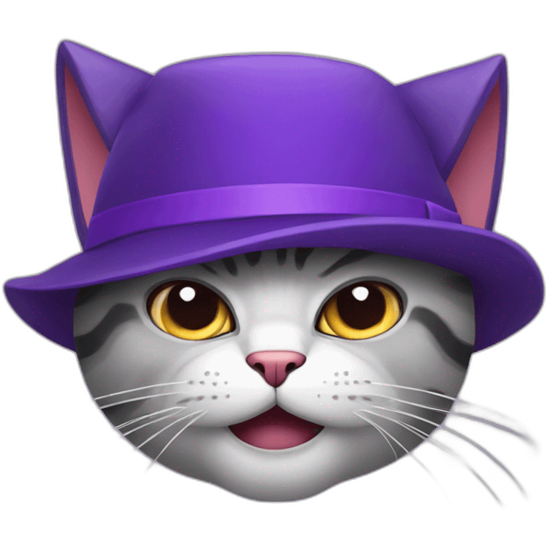 angry cat with hat and purple eyes emoji