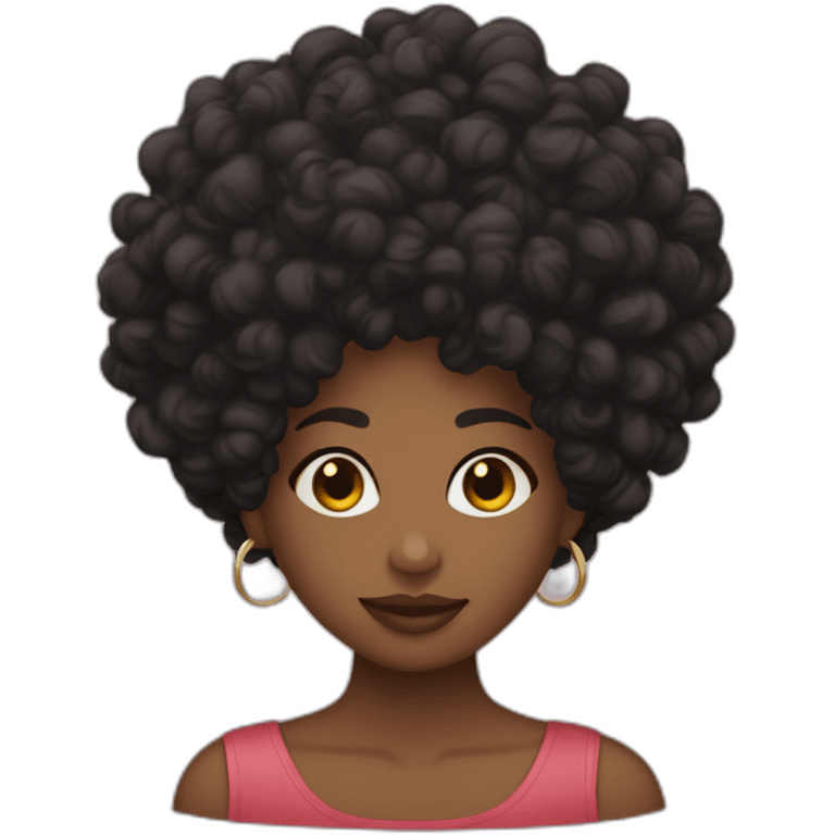 MUJER MORENA CON RIZOS TIPO AFRO  emoji