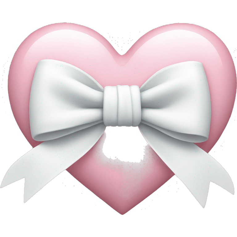 Pastel pink heart with white bow emoji