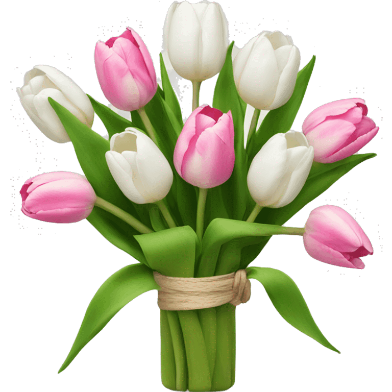 White and pink tulips bouquet  emoji