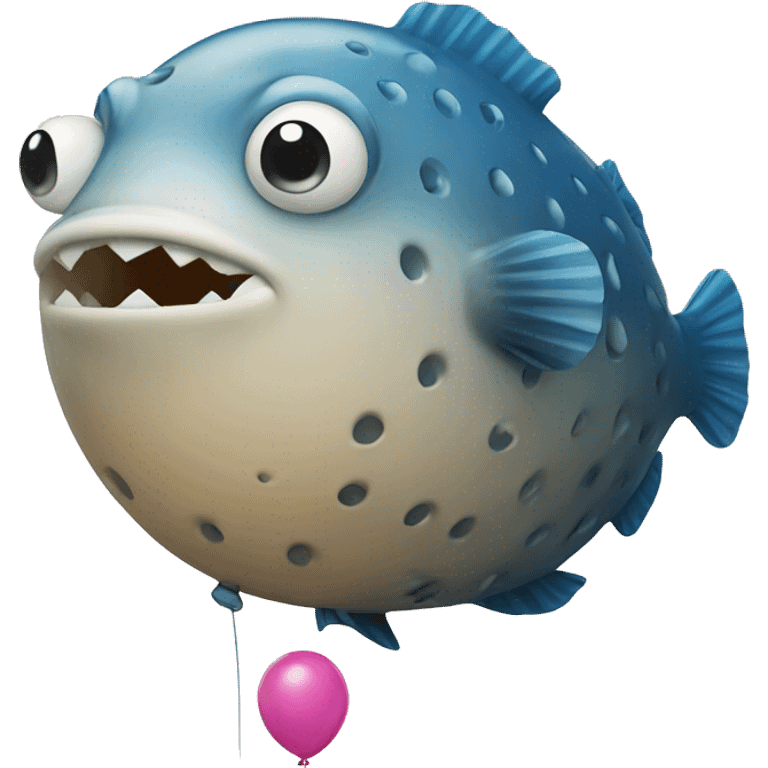 Blowfish holding a balloon emoji