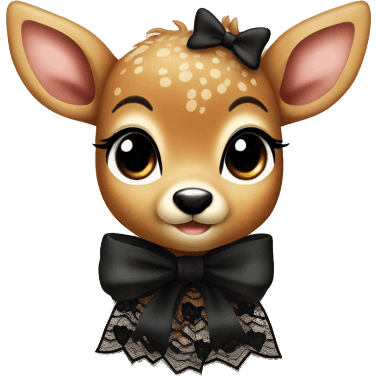 cute baby deer with black lace bow emoji