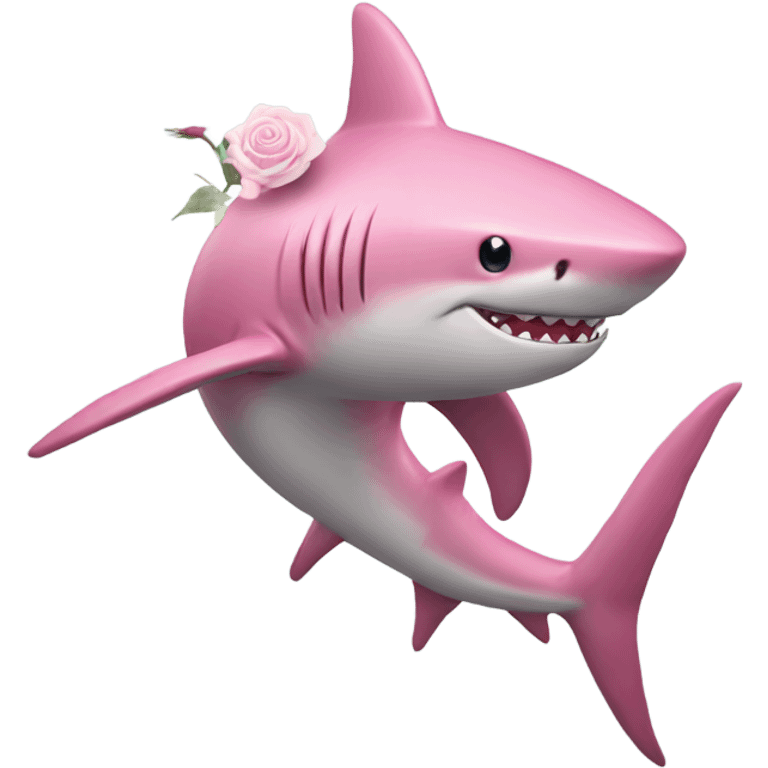 pink shark holding a rose emoji