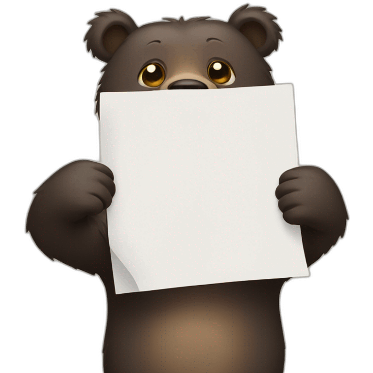 bear holding blank paper emoji