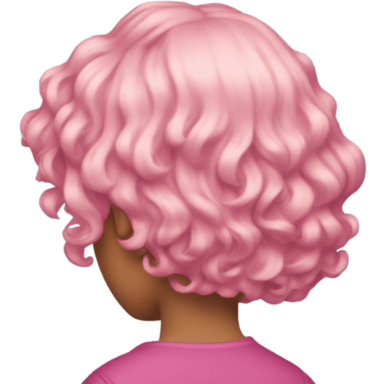 cyberpunk Pink wavy short hair rear view emoji