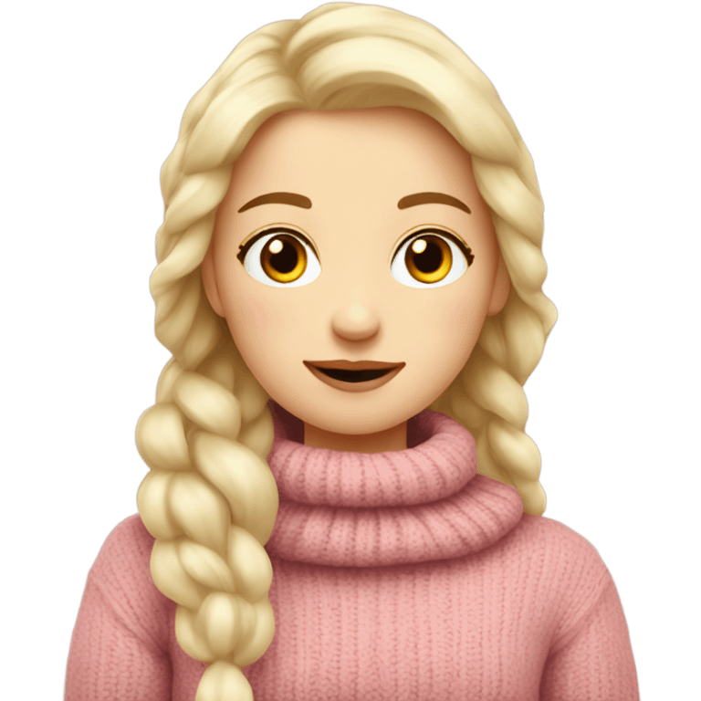 cozy beautiful finnish blond winter girl with brown pink sweater emoji