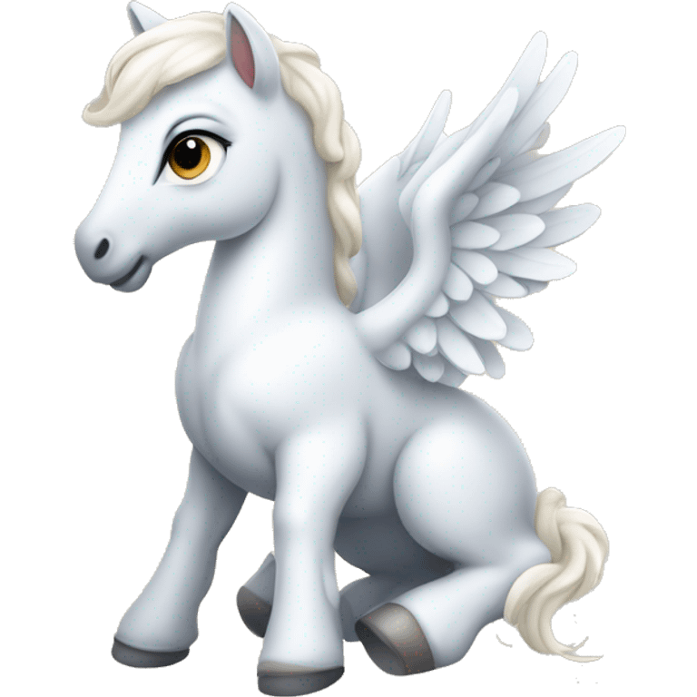 White crème Baby Pegasus sitting  emoji