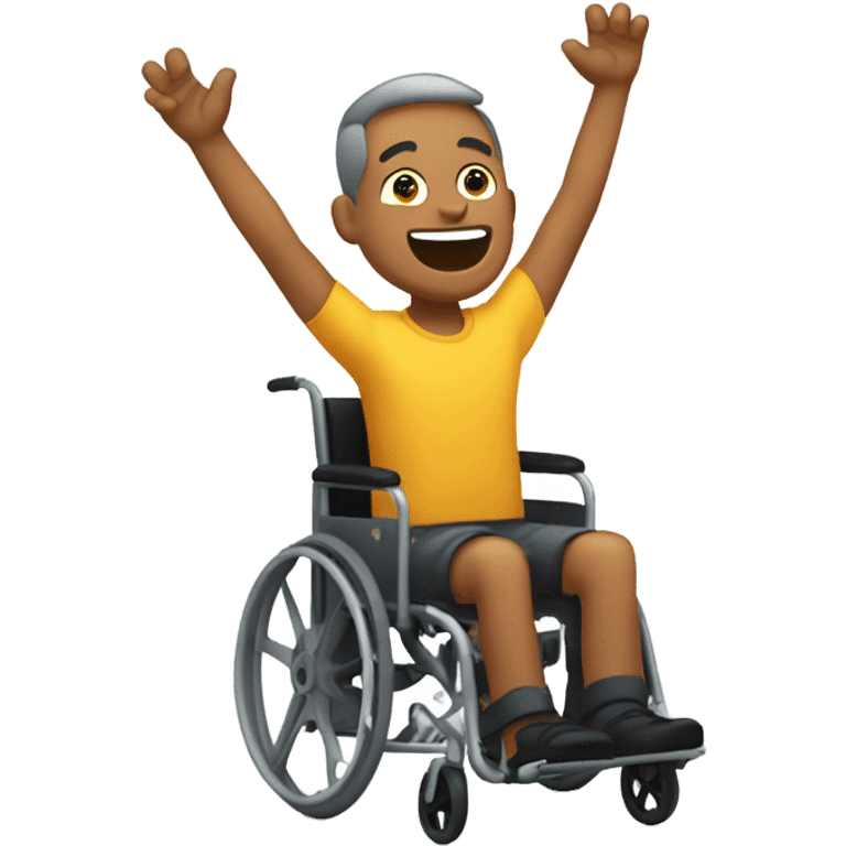 legless man in wheelchair cheering emoji